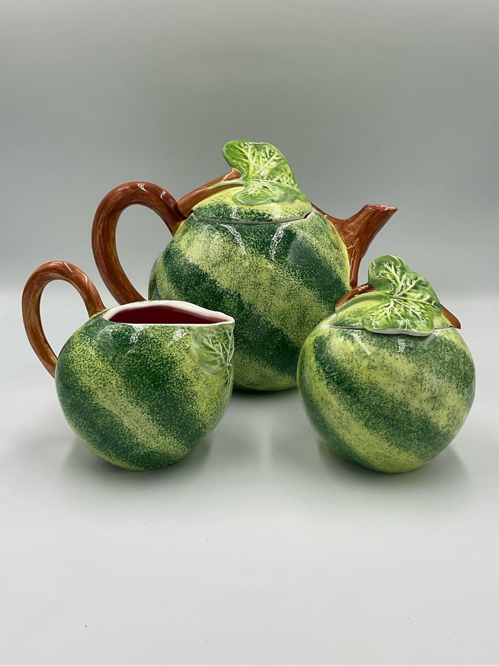 Vintage Pier 1 Ceramic Watermelon 3pc Tea Set